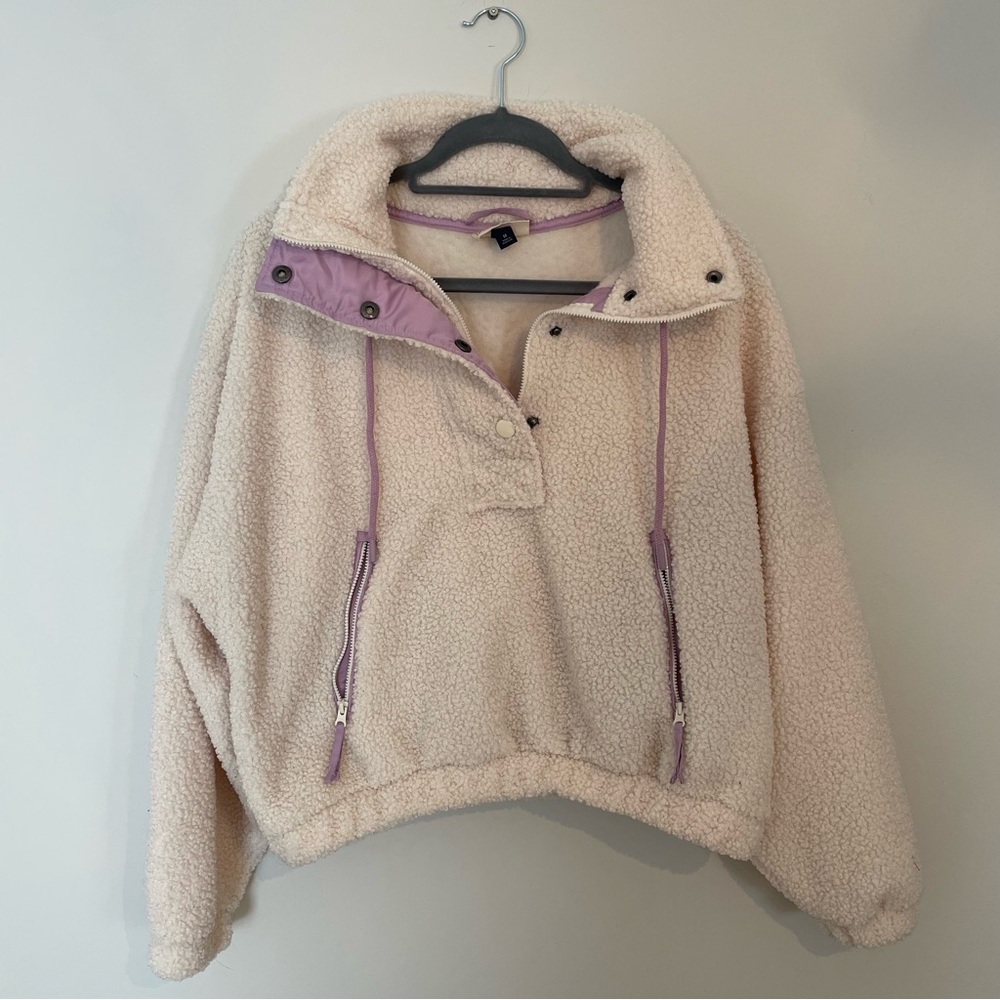 Universal Thread Cropped Sherpa Pullover Jacket | Size M
